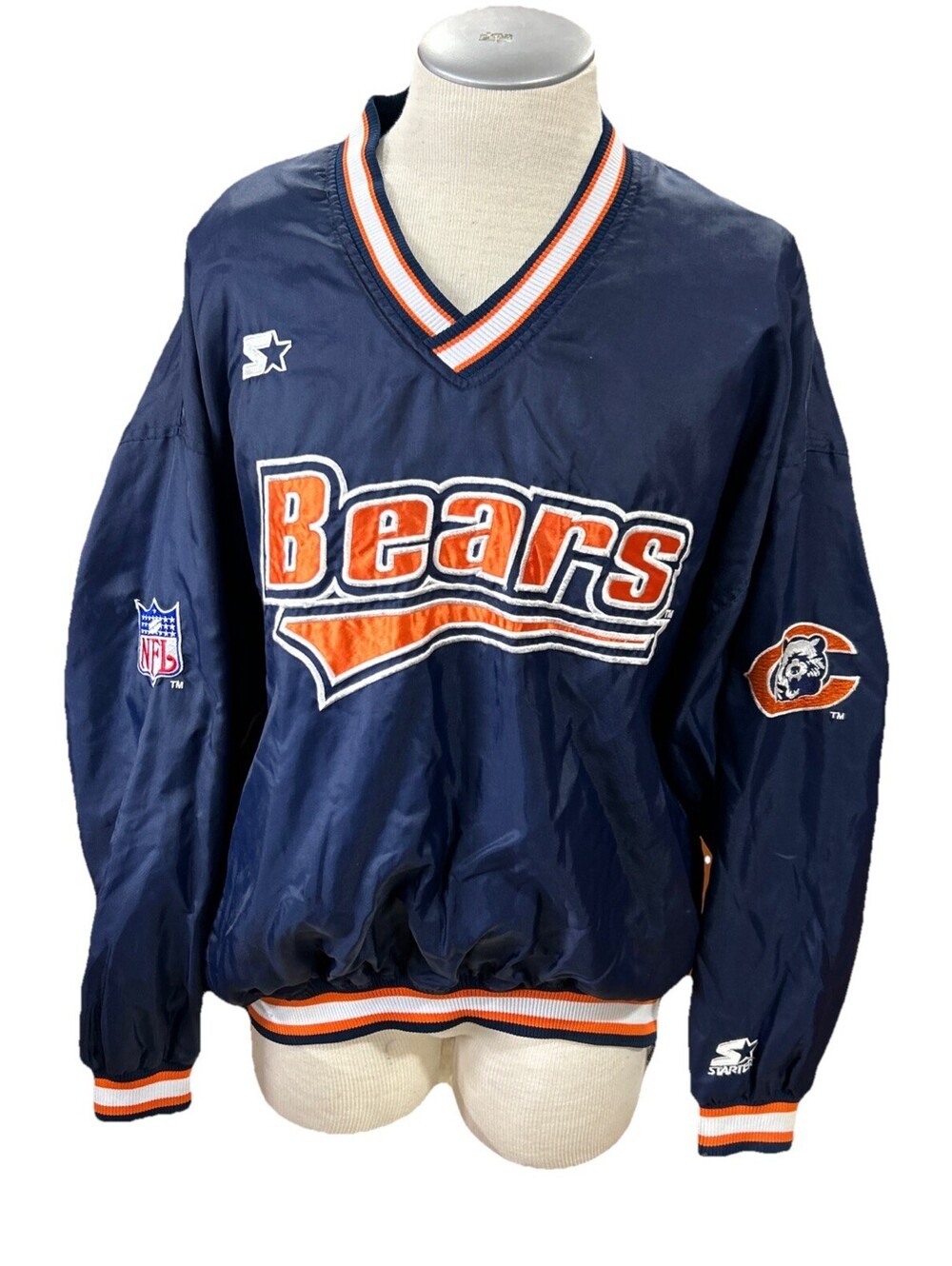 Starter Vintage Windbreaker Pullover Jacket XL Mens Chicago Bears NFL Football
